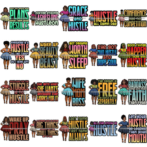Bundle 20 Afro Thick Classy Lola Boss Lady Hustle Quotes .SVG Cutting Files For Silhouette and Cricut and More!