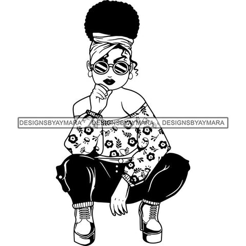 Afro Lola Boss Lady Diva Style Fashion Woman SVG Vector Clipart Cutting Files For Silhouette and Cricut and More!