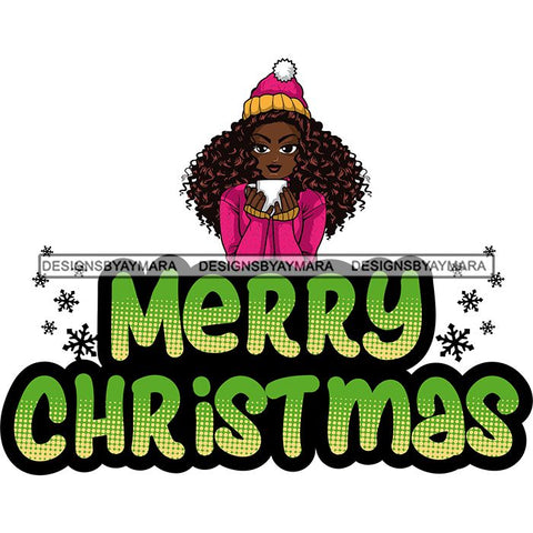 Afro Lola Christmas Hot Coffee Winter Santa Quotes .SVG Cutting Files For Silhouette and Cricut and More!