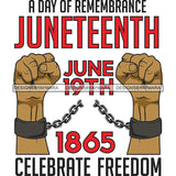 Juneteenth Emancipation Freedom June 19 Holiday African American History  SVG PNG JPG Vector Cutting Files