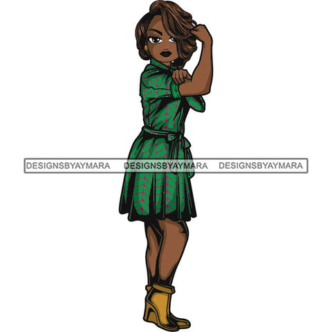 Afro Strong Lola Flexing We Can Do It Woman Power .SVG Cutting Files For Silhouette Cricut and More!
