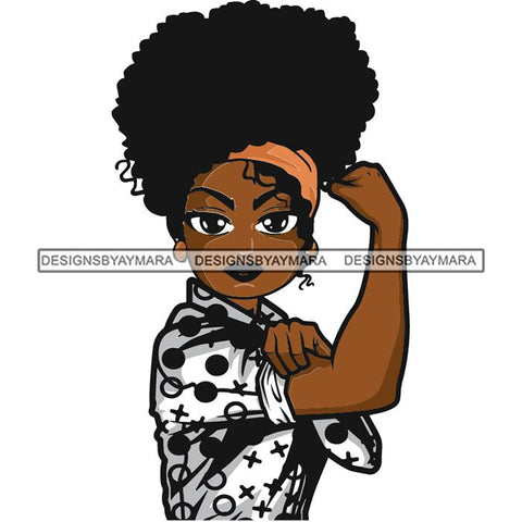Afro Strong Lola Flexing We Can Do It Woman Power .SVG Cutting Files For Silhouette Cricut and More!