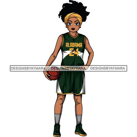 Afro Lola Basketball Player Sport Woman SVG Clipart Vector Cutting Cut Files