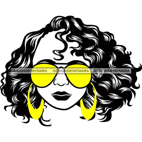 Afro Lola Boss Lady Dope Diva Glamour Wearing Glasses Accesories .SVG Cut Files