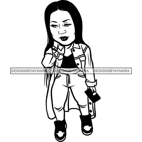 Fashion Woman Model Posing Summer Outfit Vogue Goddess Glamour Trendy Clothing Vector SVG Cutting Files