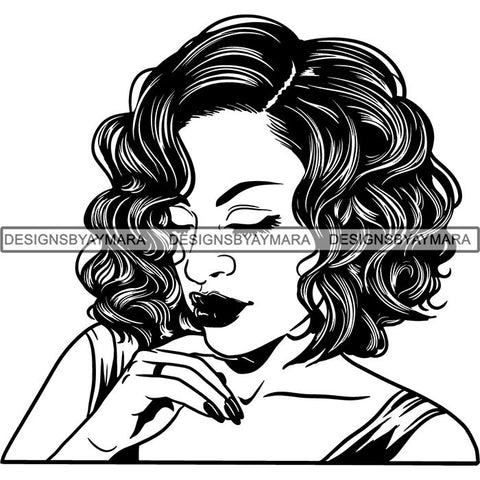 Beautiful Afro Woman Unique Designs In Black and White SVG Cutting Files For Silhouette Cricut and More