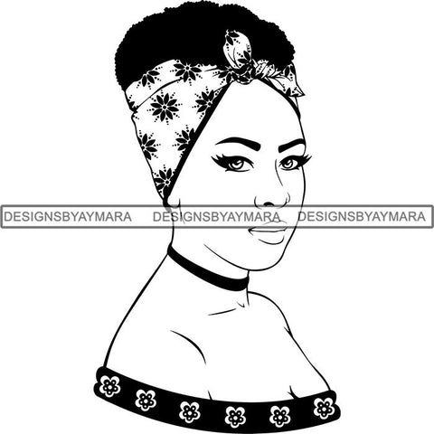 Beautiful Woman Turban Head Wrap Hairstyle SVG Files For Cutting and More!