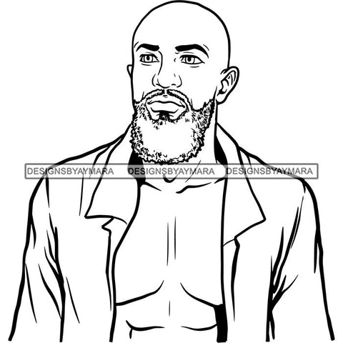 Attractive Man Bearded Hipster Model Fashion Male Guy Stylish Mustache Close-up Sexy Macho Manly SVG Files For Cutting