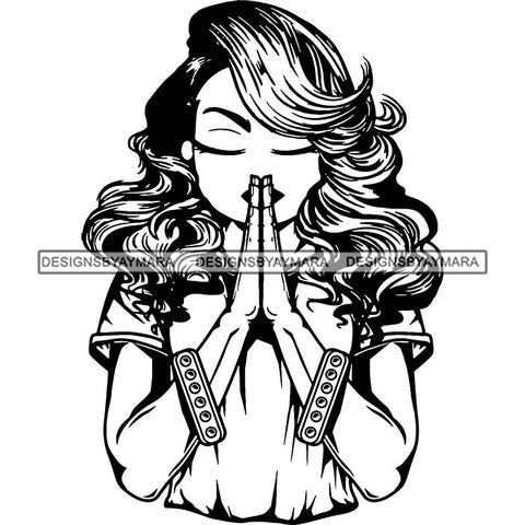 Afro Lola Praying God Lord Prayers In God We Trust .SVG Clipart Cutting Files For Silhouette and Cricut and More!