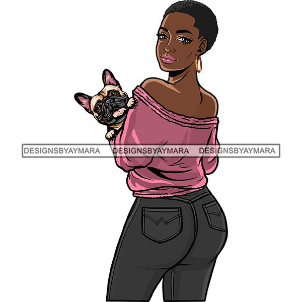 Beautiful Woman Dod Breed French Bulldog Pet Animal Best Friend Mascot Goddess SVG Cutting Files