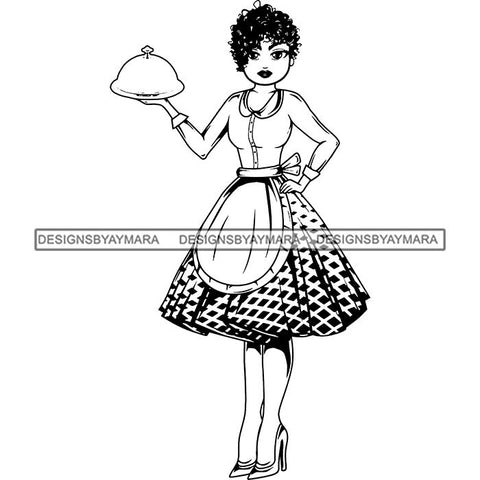 Afro Chef Lola Cooker Cooking Culinary Profession .SVG Clipart Vector Cutting Files For Circuit Silhouette Cricut and More!