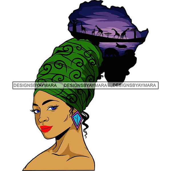 African American Woman Goddess Safari Savanna Africa Continent SVG Files For Cutting and More!