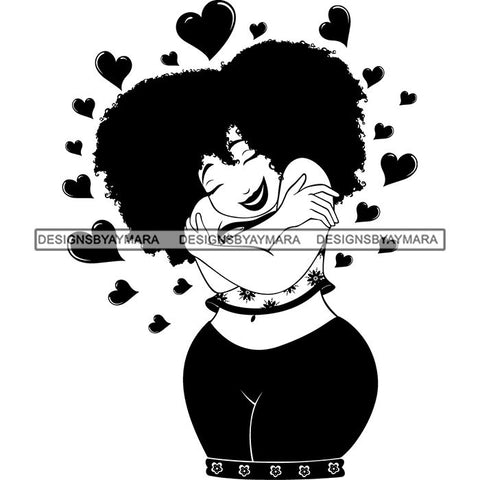 Afro Woman Kinky Hairstyle African American Beautiful Black Woman SVG Files For Cutting and More.