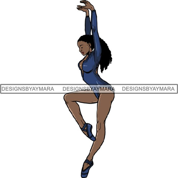 Afro Black Ballerina Woman Ballet Dancer .PNG Print File Not For Cutting