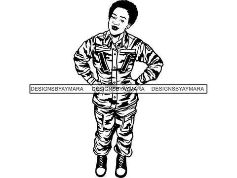 Military Woman USA Proud Melanin SVG Cut Files