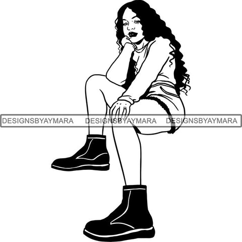 Afro Independent Successful Woman SVG Cutting Files For Silhouette Cricut and More