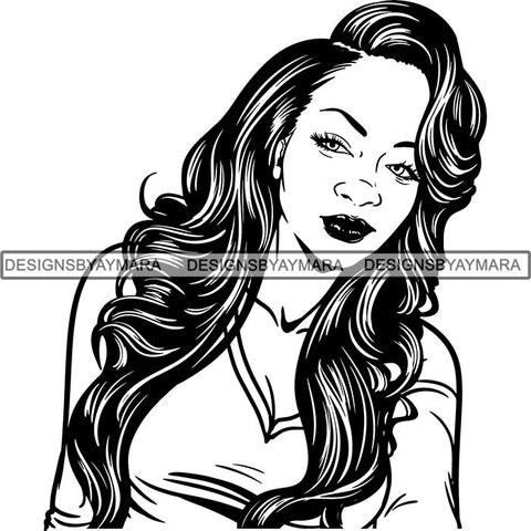 Beautiful Afro Woman Unique Designs In Black and White SVG Cutting Files For Silhouette Cricut and More