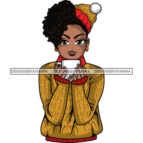 Afro Lola Christmas Winter Hot Coffee Cocoa Mood .SVG Cutting Files For Silhouette and Cricut and More!