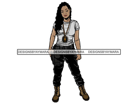 Military Woman USA Proud Melanin PNG Files For Print Not For Cutting