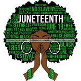 Juneteenth Afro Woman Praying June 19 Quotes Emancipation Freedom Holiday SVG Vector Cut Files