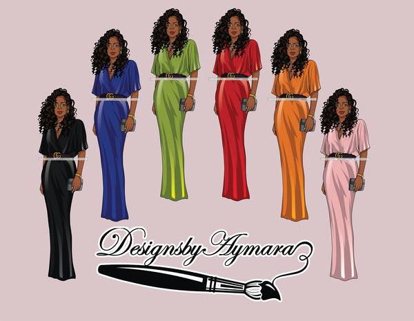 Bundle 6 Classy Afro Woman African American Goddess SVG PNG JPG Cutting Files