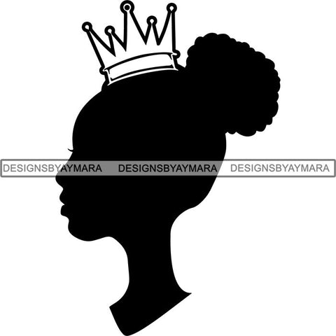 Black Afro Queen Silhouette Style SVG Cut Files