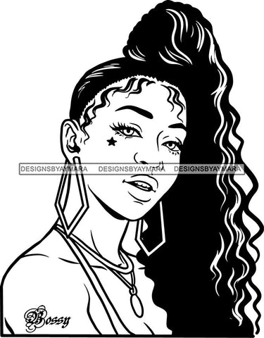 Ghetto Woman Face American Gangster Urban Swag Hip Hop Girl .SVG Cutting Files For Silhouette Cricut and More!