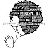 Afro Strong Woman Praying Independent Proud Roots Hair Life Quotes SVG Cutting Files