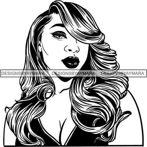 Beautiful Afro Woman Unique Designs In Black and White SVG Cutting Files For Silhouette Cricut and More