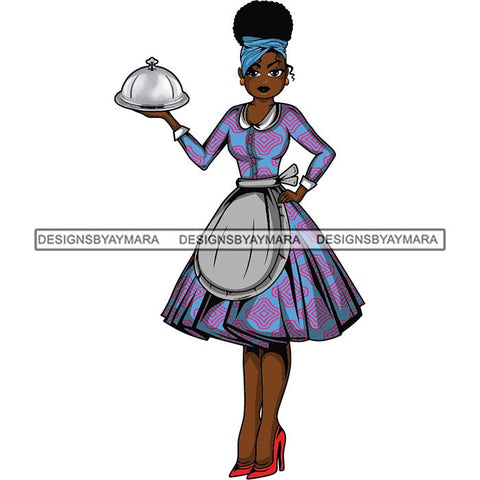 Afro Chef Lola Cooker Cooking Culinary Profession .SVG Clipart Vector Cutting Files For Circuit Silhouette Cricut and More!