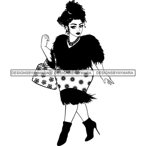 Afro Woman Kinky Hairstyle African American Beautiful Black Woman SVG Files For Cutting and More.