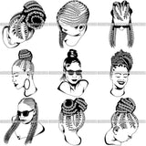 Super Bundle 100 Afro Woman Braids Dreads Dreadlocks Hairstyle SVG Cut Files For Silhouette and Cricut