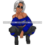 Afro Woman Fashion Girl Squatting Position SVG Cutting Files For Silhouette Cricut and More!
