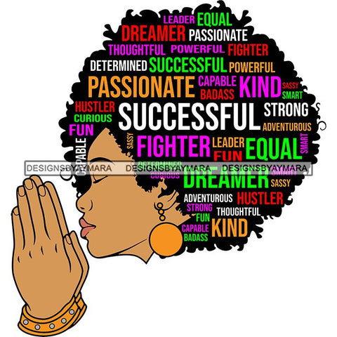 Afro Succesful Woman Hair Quotes Black Lives Matter Proud Roots Nubian Melanin SVG Cut Files