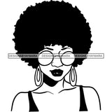 Ebony Afro Woman Nubian Melanin Brown Skin Makeup Model Glasses Accesories SVG Cut Files