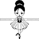 Afro Black Ballerina Baby Girl Ballet Dancer .SVG Cut Files For Silhouette and Cricut
