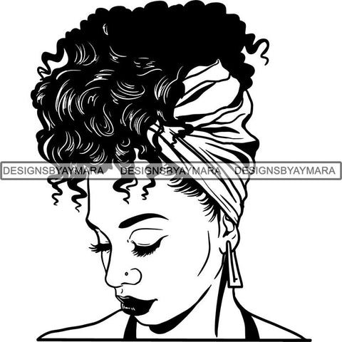 Beautiful Woman Turban Head Wrap Hairstyle SVG Files For Cutting and More!