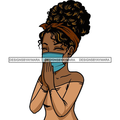 Black Woman Praying God Quotes Face Mask Begging Prayers Save Life Mujer Orando a Dios SVG Vector Clipart Cutting Files