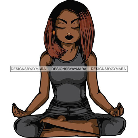 Afro Lola Meditating Yoga Relaxing .SVG Cutting Files For Silhouette Cricut and More!