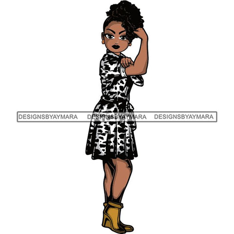 Afro Strong Lola Flexing We Can Do It Woman Power .SVG Cutting Files For Silhouette Cricut and More!