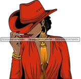 Gangster African American Woman Hand Holding Cowboy Hat Melanin Diva Woman Wearing Hoop Earing Sexy Dress Vector SVG JPG PNG Vector Clipart Cricut Silhouette Cut Cutting