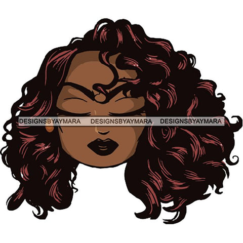 Afro Lola Cute Closed Up Face Eyes Close Meditation .SVG Clipart Vector Cutting Files