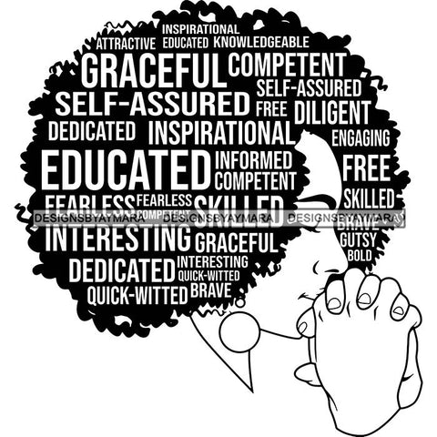 Afro Strong Woman Praying Independent Proud Roots Hair Life Quotes SVG Cutting Files