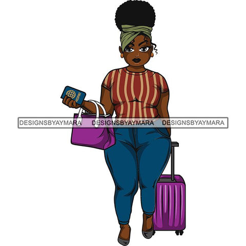 Afro Thick Curvy Lola Trip Vacation Mode Getaway .SVG Cutting Files For Silhouette and Cricut and More!
