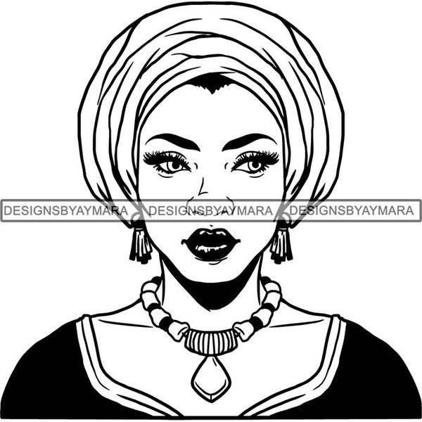 Afro Woman SVG Turban Head Wrap Cutting Files For Silhouette Cricut and More