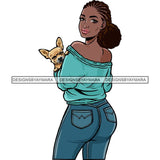 African American Woman Dod Breed Chihuahua Pet Animal Best Friend Mascot Goddess SVG Cutting Files