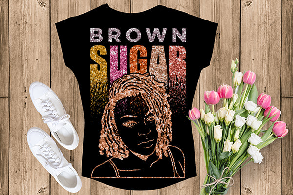 Brown Sugar Melanin Woman Sparkles African American Female Nubian Designs For T-Shirts Sublimation Print Cut Cutting SVG PNG JPG Vector Files