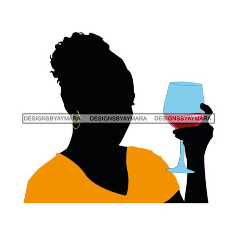 Afro Woman Drinking Wine Feeling Fine Relax SVG Cutting Files For Silhouette Cricut and More!