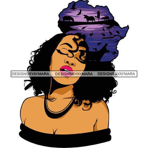 African American Woman Goddess Safari Savanna Africa Continent SVG Files For Cutting and More!