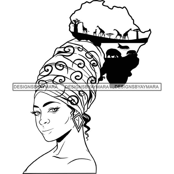 African American Woman Goddess Safari Savanna Africa Continent SVG Files For Cutting and More!